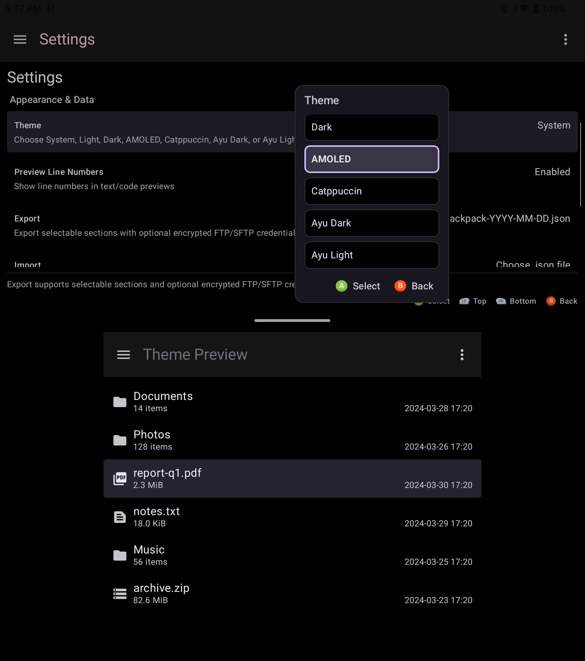 AMOLED Theme screenshot