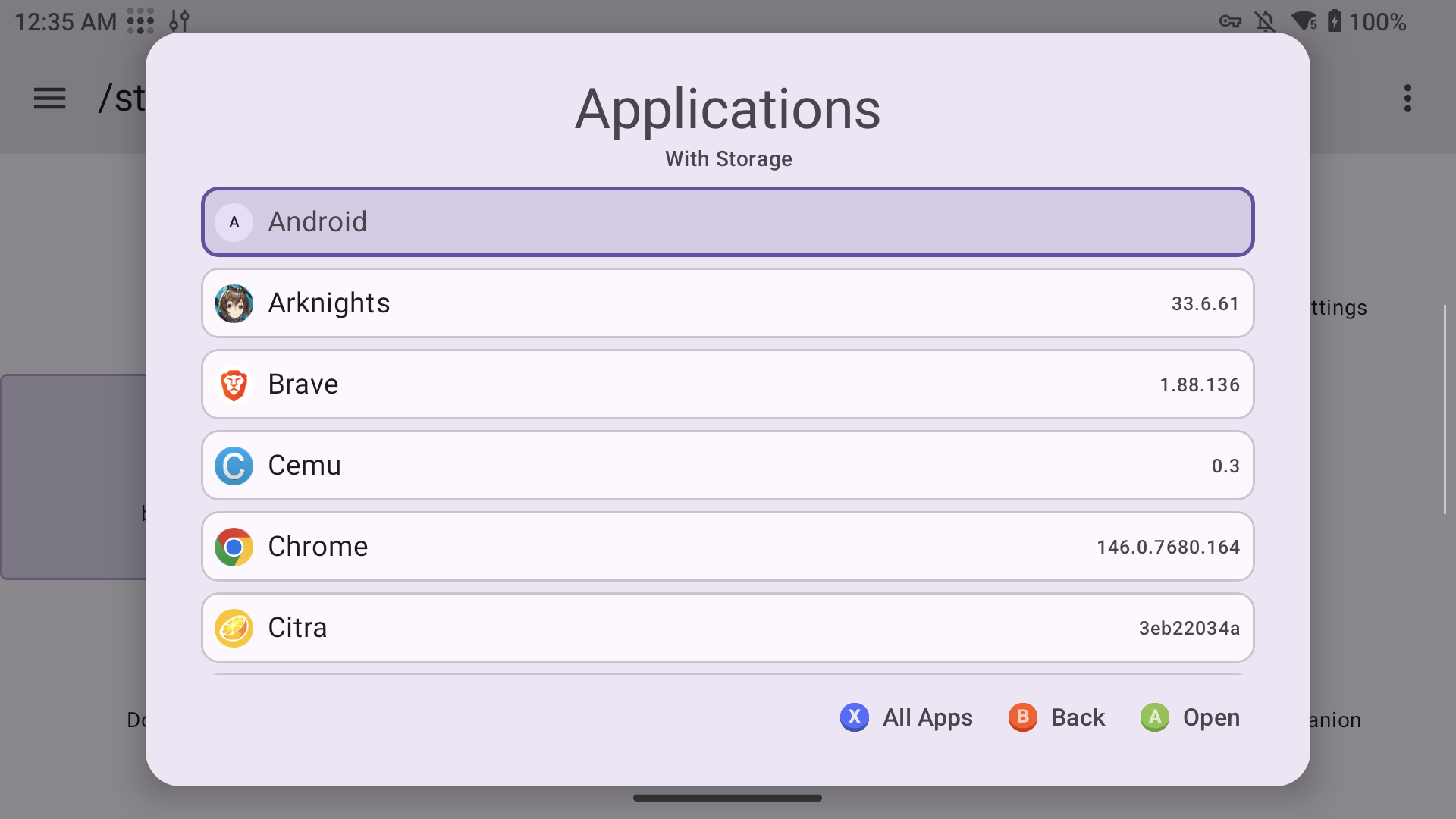Applications screenshot