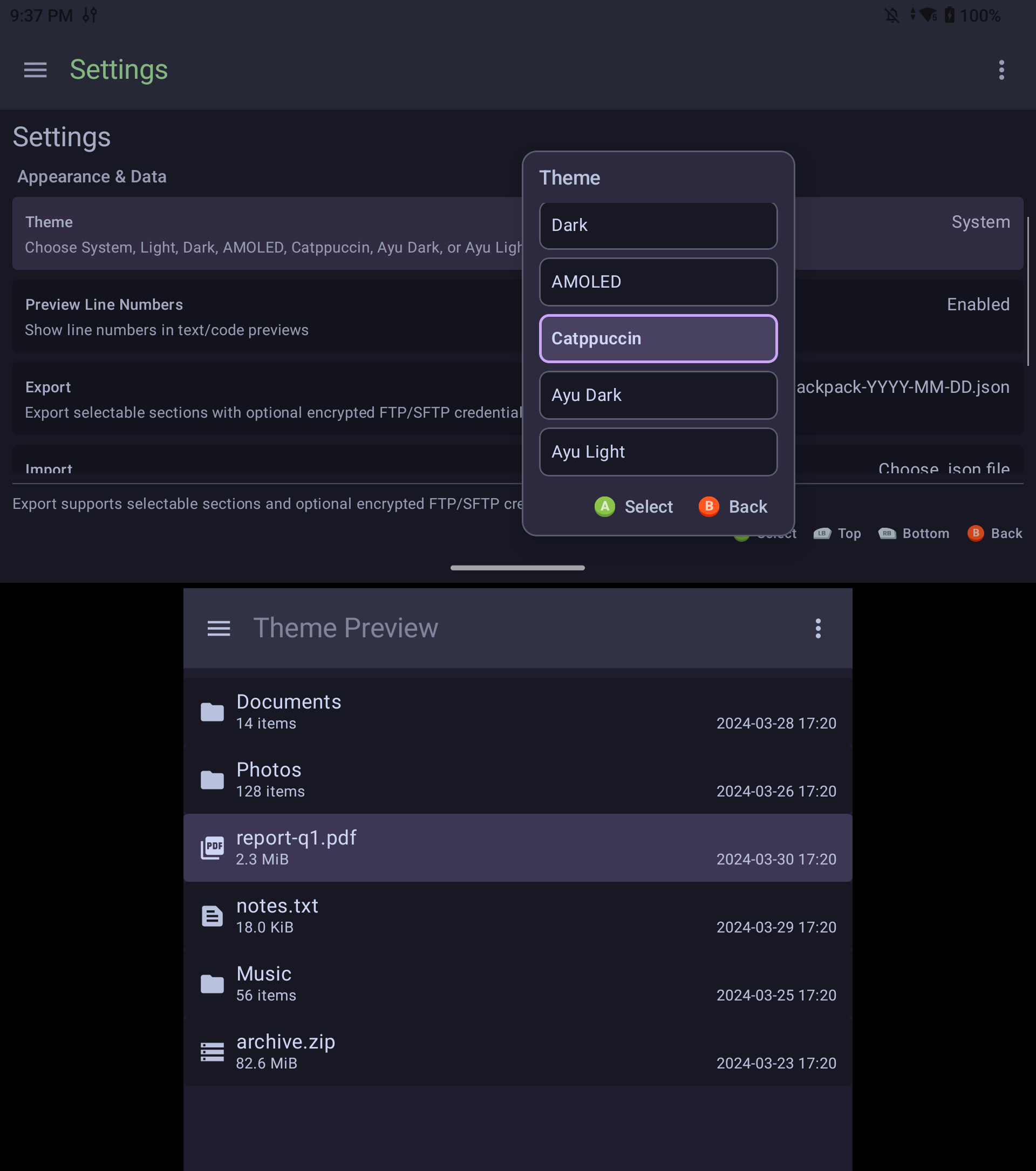 Catppuccin Theme screenshot