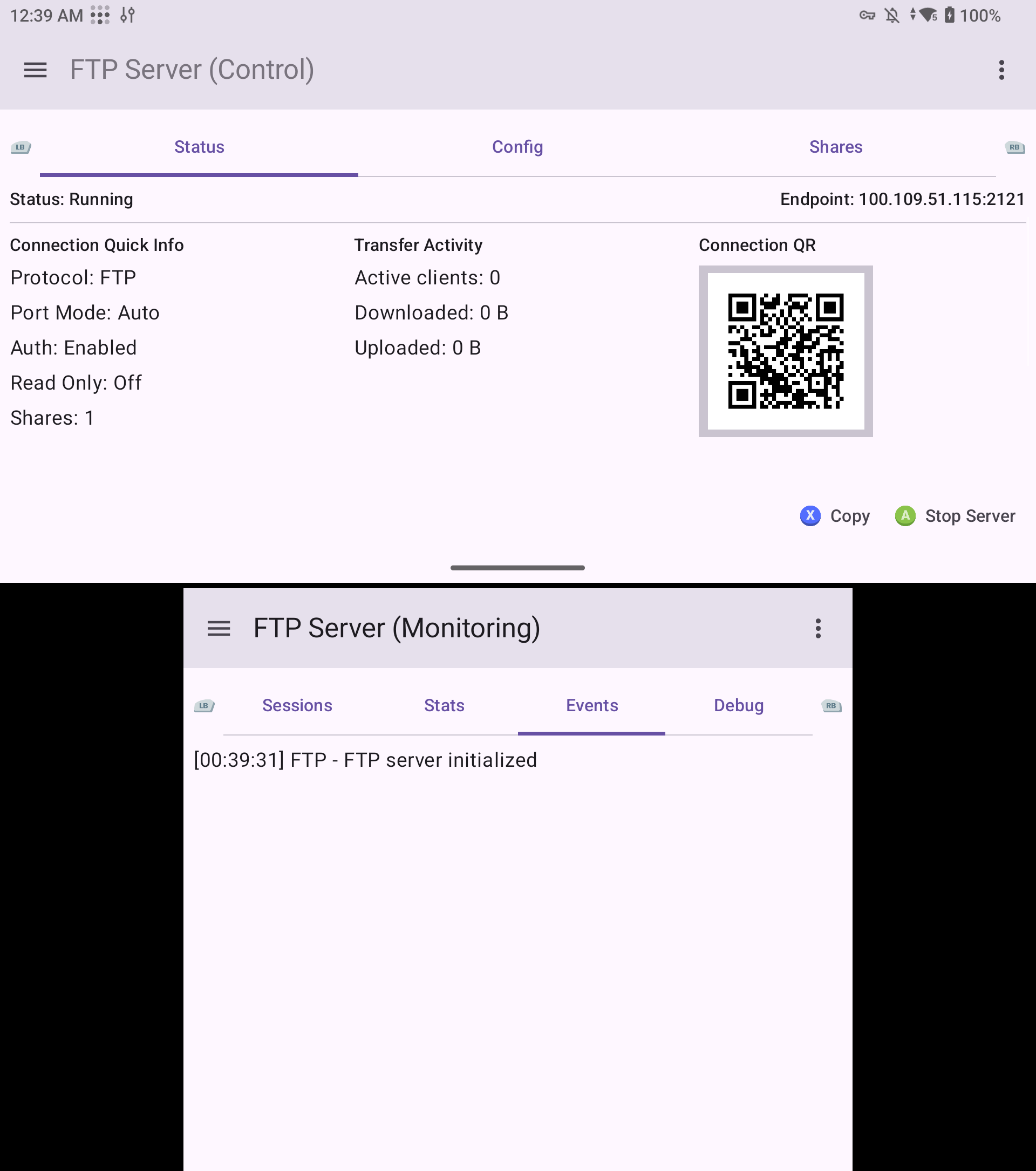 FTP Status screenshot