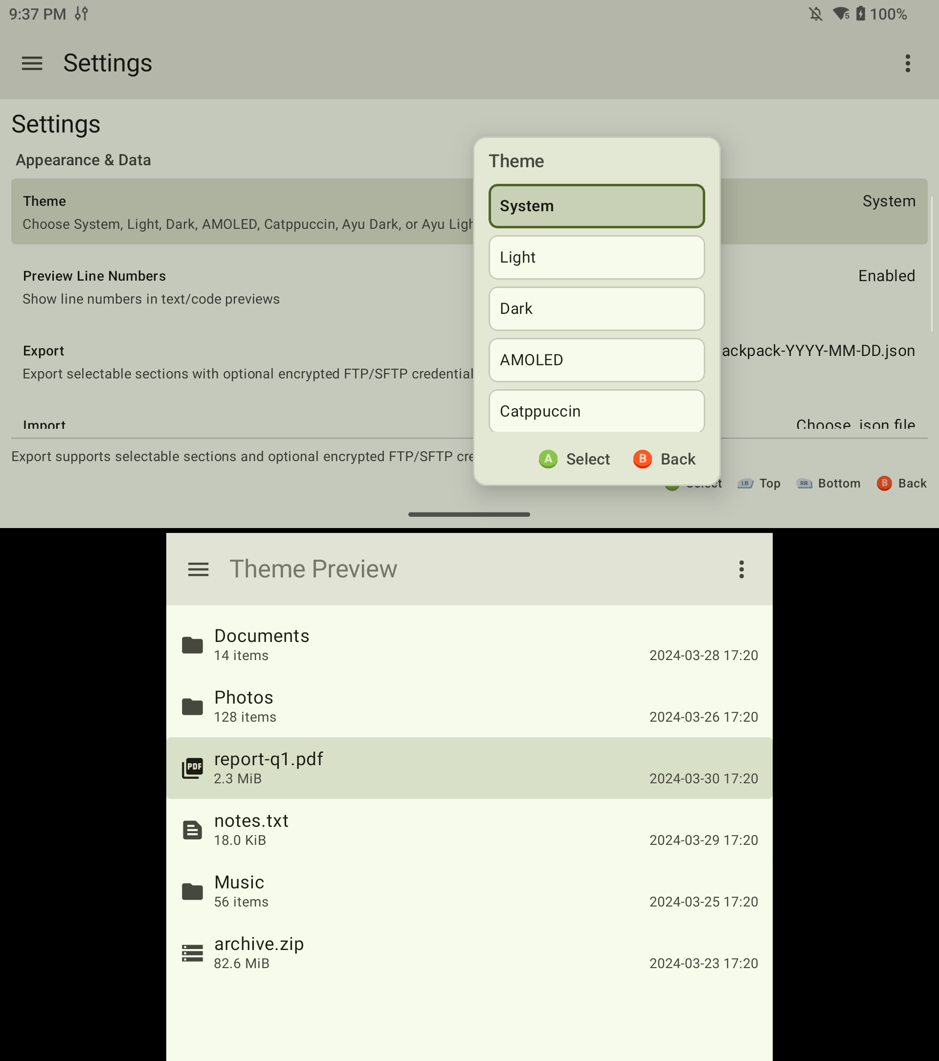 System Theme screenshot